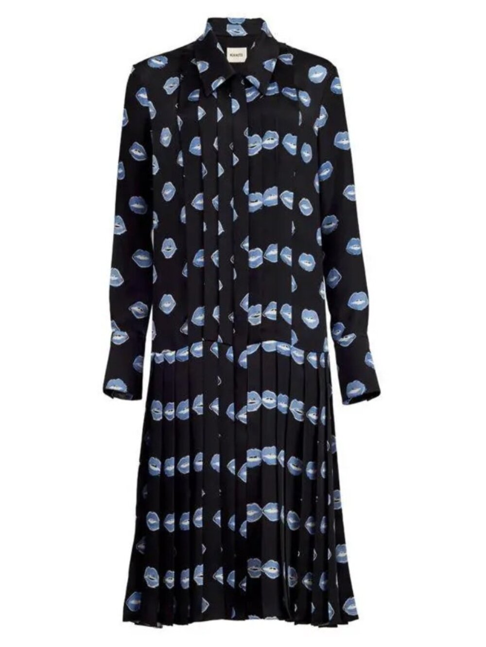 KHAITE Pre-Fall 2023 Lip Print Pleated Silk Dress Size 6 - Picture 4 of 13